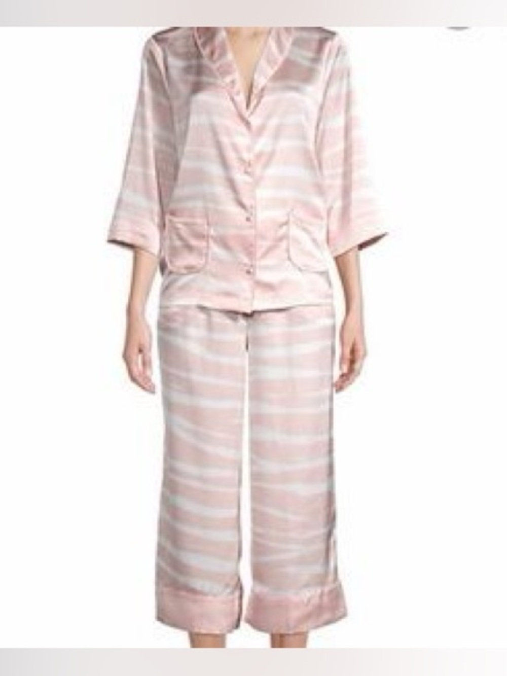 Kate Spade Women's Pink Zebra Striped Satin Pajama Set Sz s